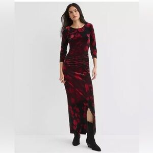 Loft Velvet rushed midi dress